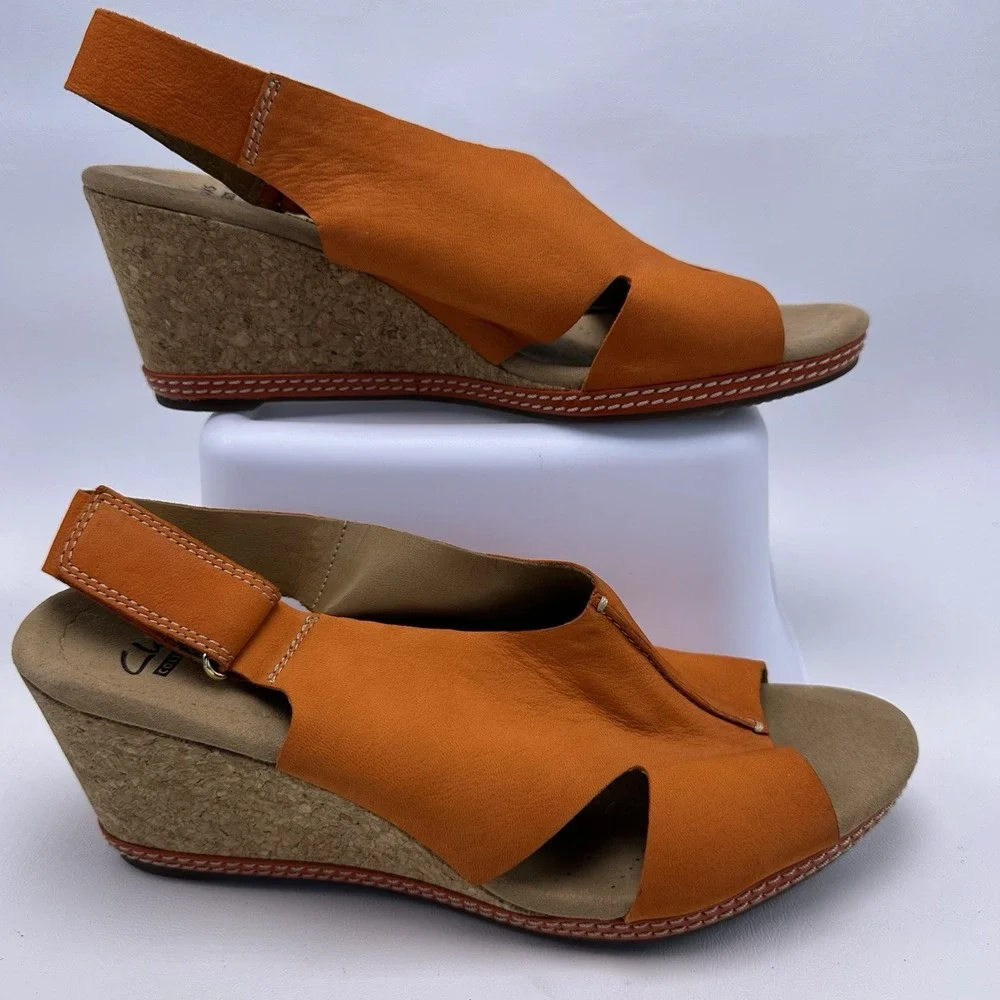 Clarks Orange Wedge Sandals